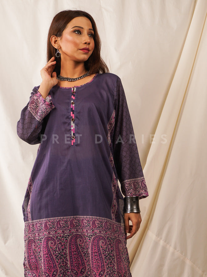 Purple Lawn Printed 2 pc - 54547