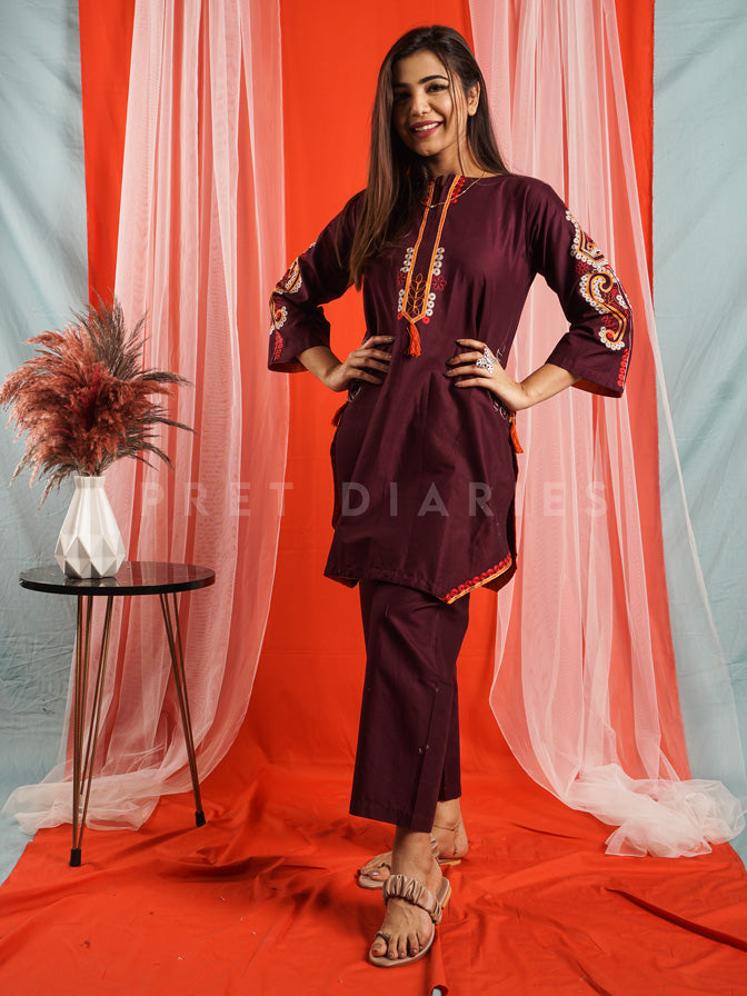 Purple Embroidered 2 pc - 54527