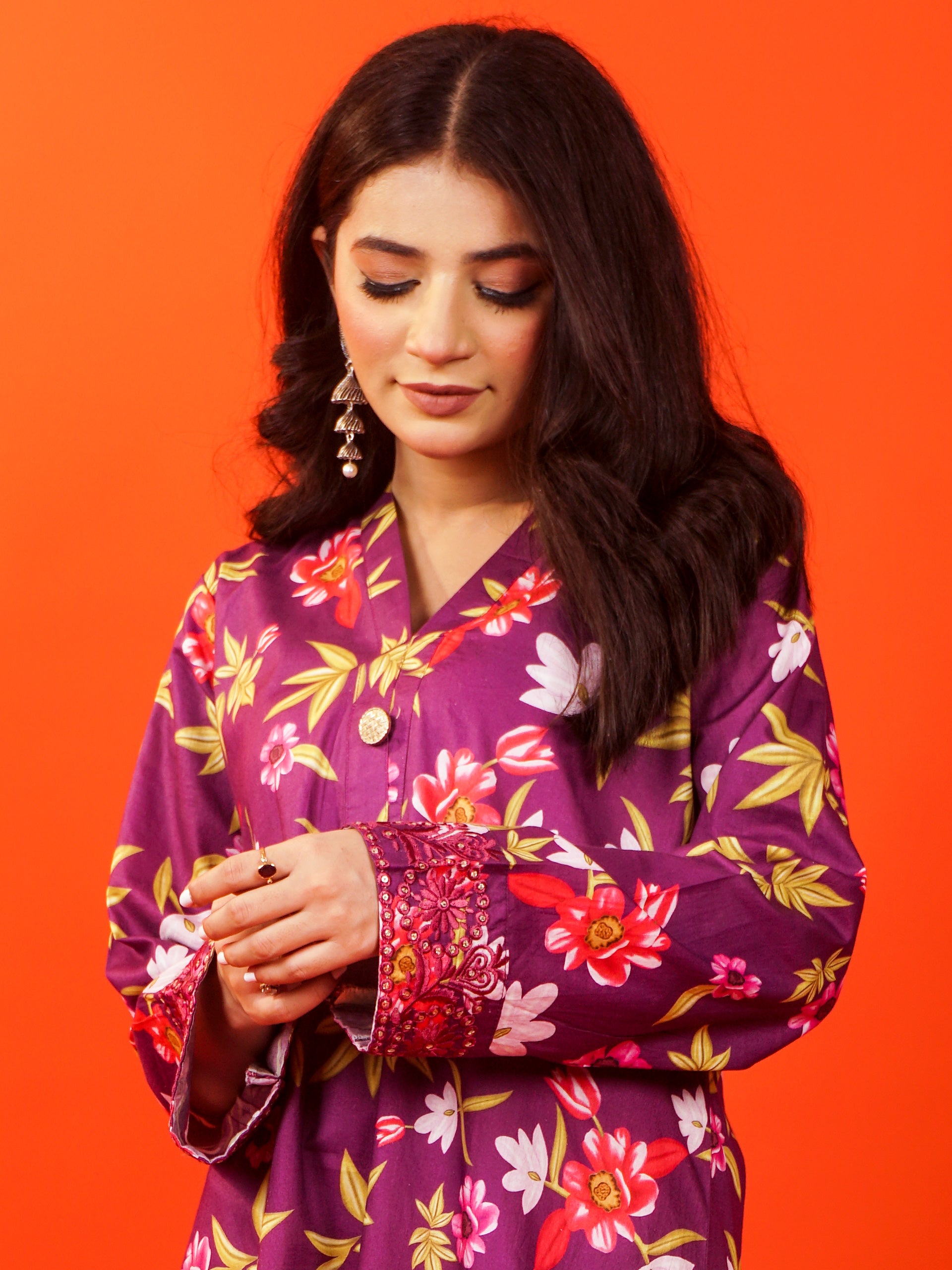 Purple Digital Printed Embroidered 2 pc - 54801