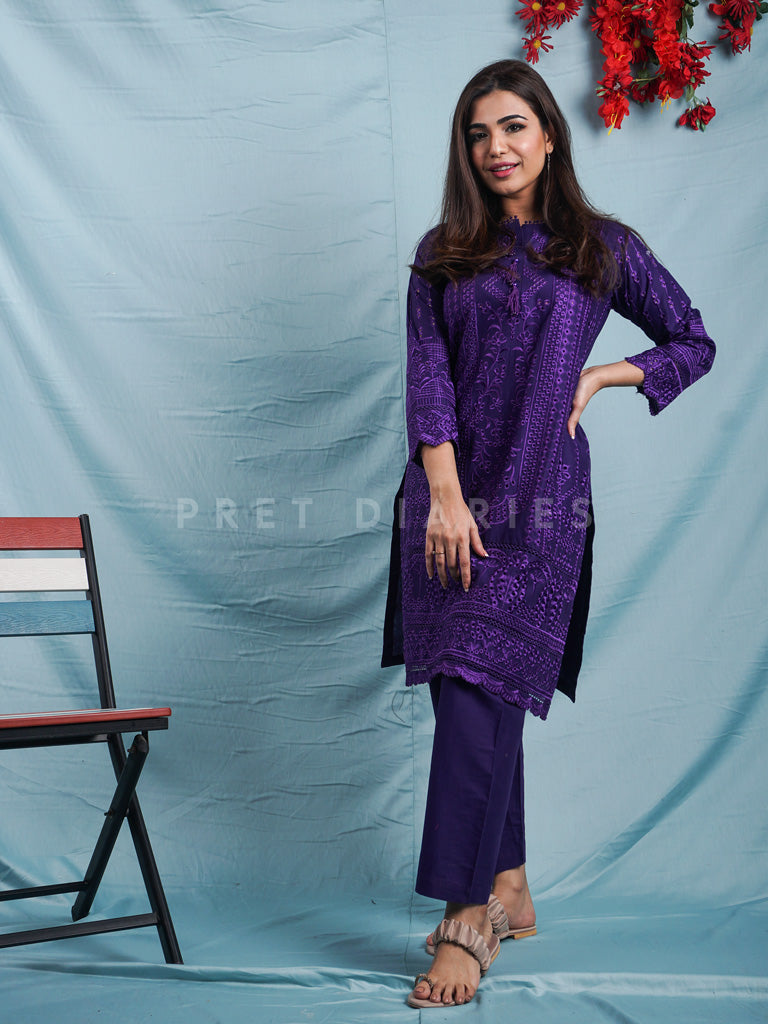 Purple Embroidered 2 pc - 54477