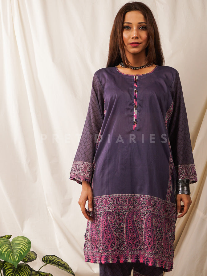 Purple Lawn Printed 2 pc - 54547