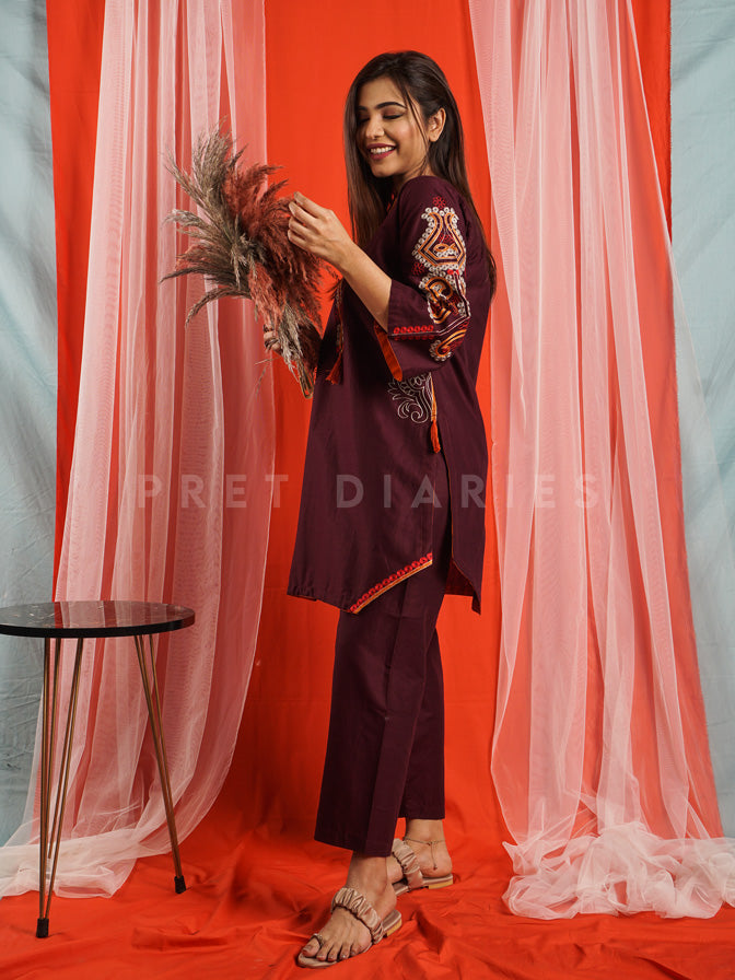 Purple Embroidered 2 pc - 54527