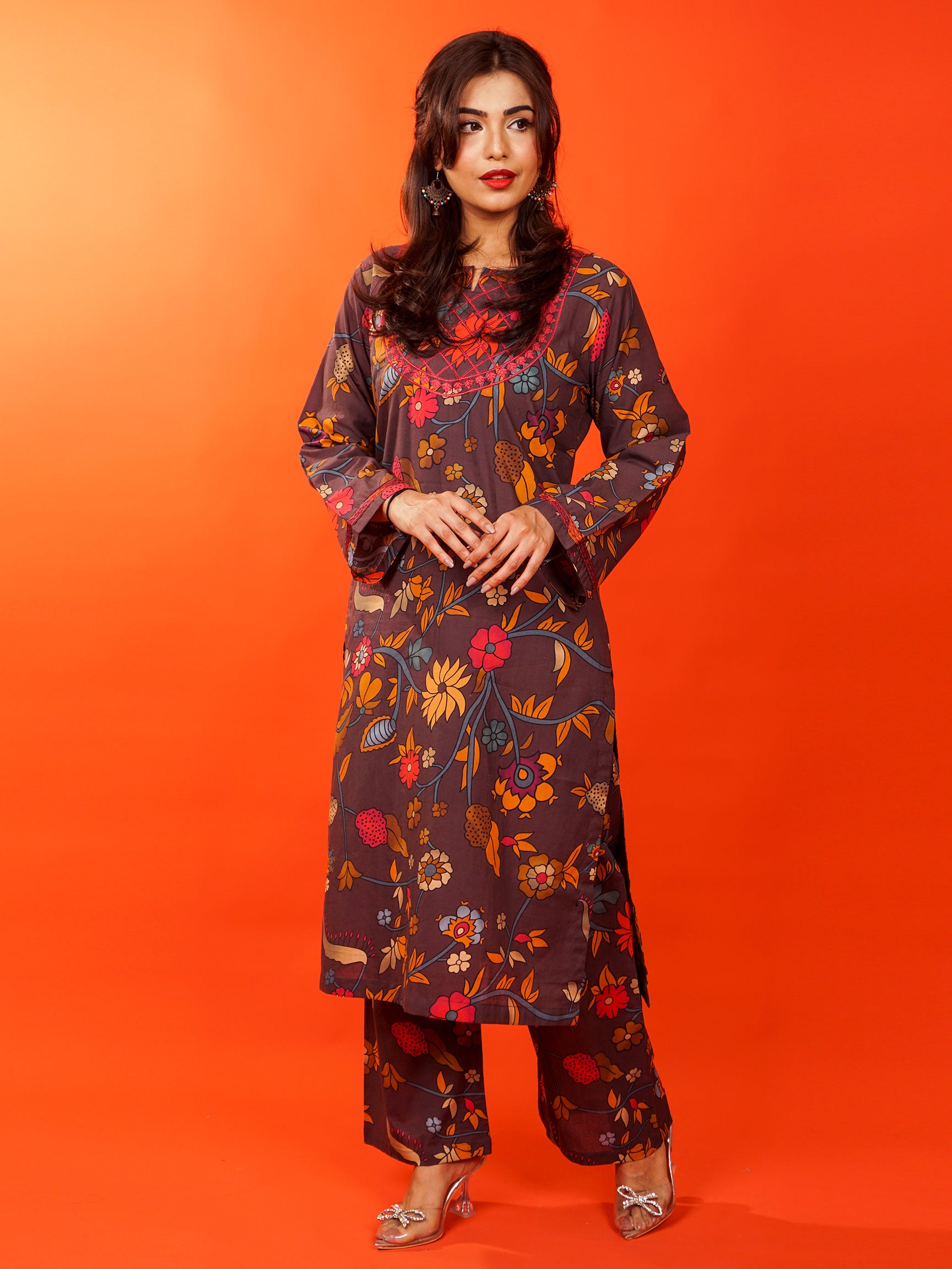 Purple Digital Printed Embroidered 2 pc - 54768