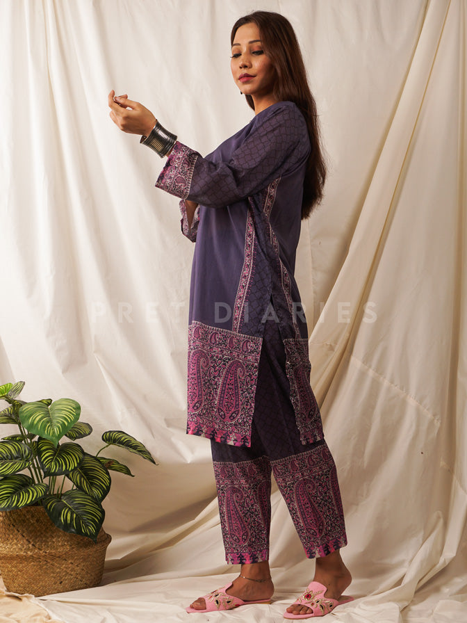 Purple Lawn Printed 2 pc - 54547