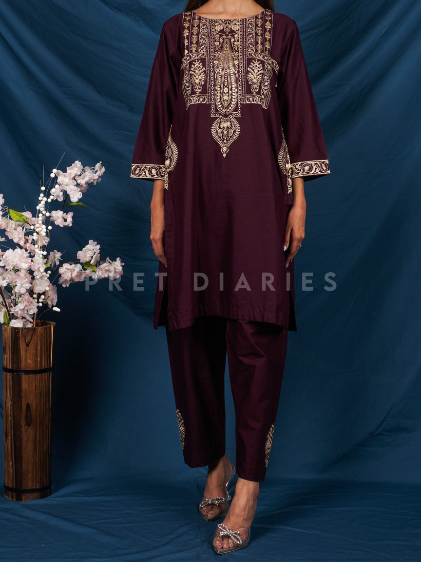 Purple Embroidered 2 pc - 54738