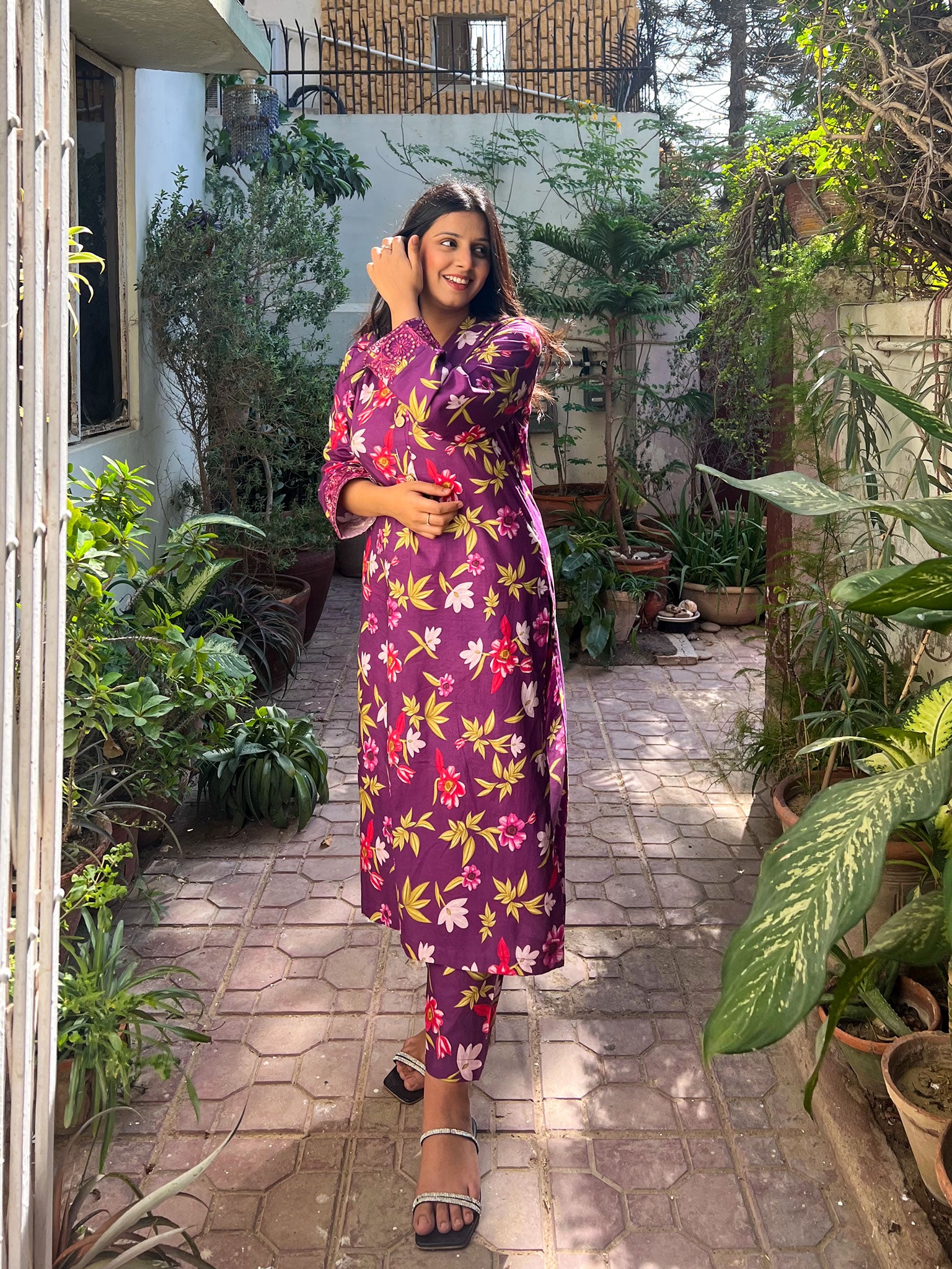 Purple Digital Printed Embroidered 2 pc - 54801