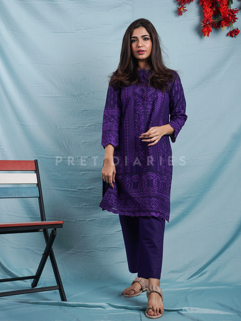 Purple Embroidered 2 pc - 54477