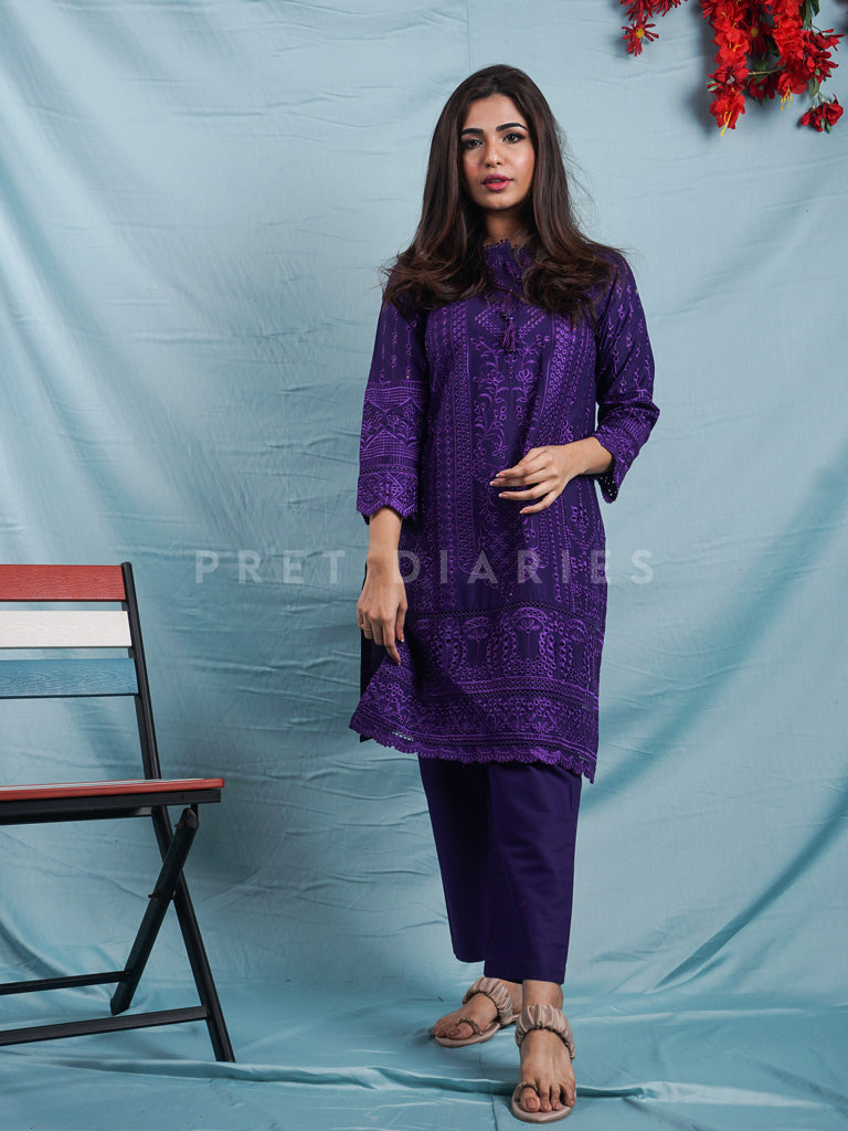 Purple Embroidered 2 pc - 54477