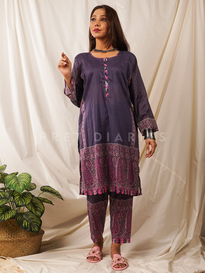 Purple Lawn Printed 2 pc - 54547