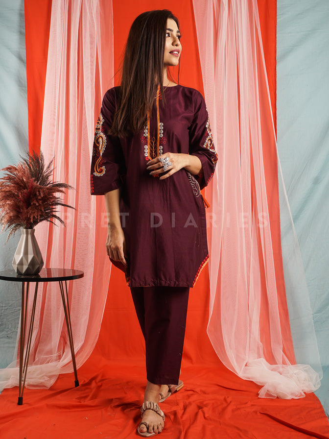 Purple Embroidered 2 pc - 54527