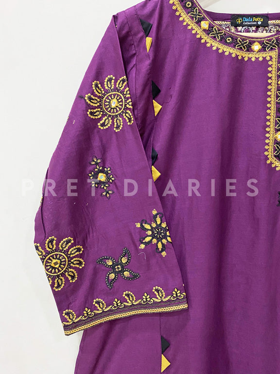 Purple Embroidered Kurta - 53023