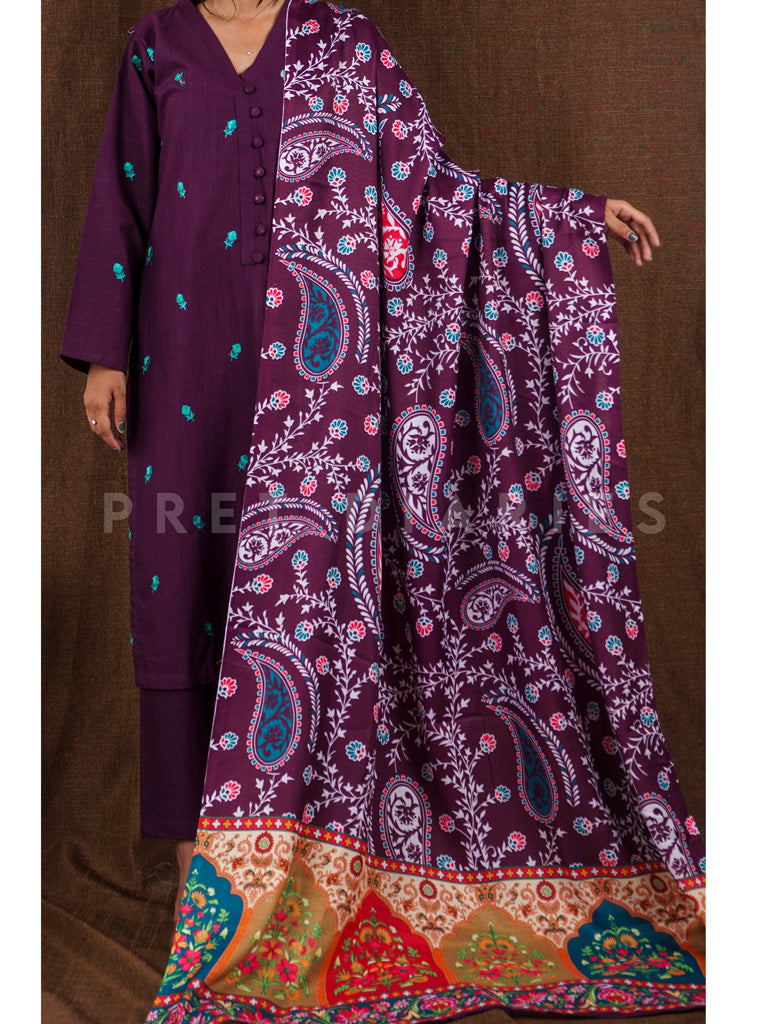 Purple Khaddar 3 pc - 54813