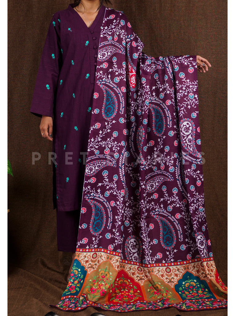 Purple Khaddar 3 pc - 54813
