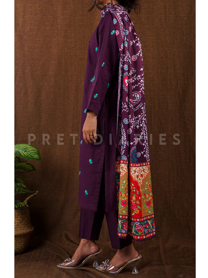 Purple Khaddar 3 pc - 54813