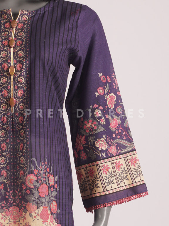 Purple Khaddar Kurta - 54442