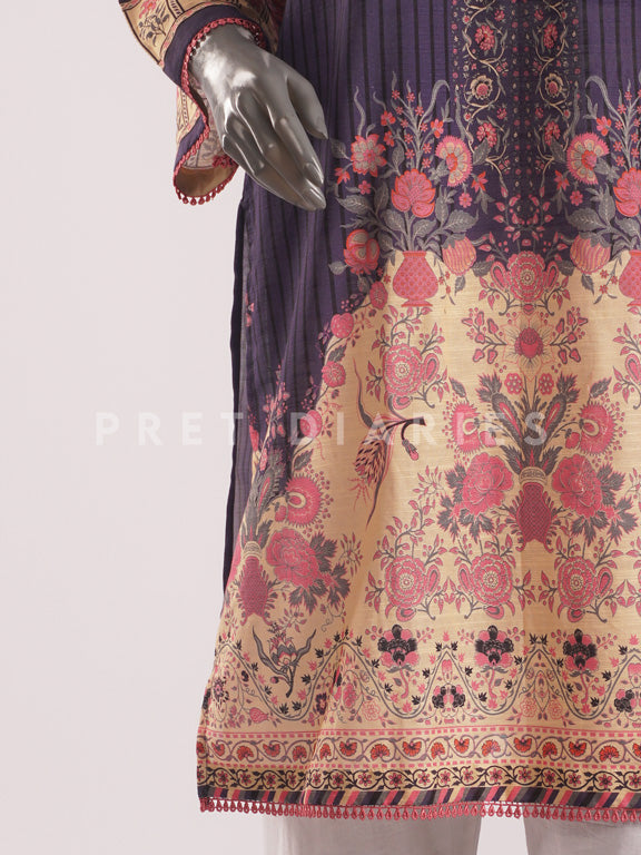 Purple Khaddar Kurta - 54442