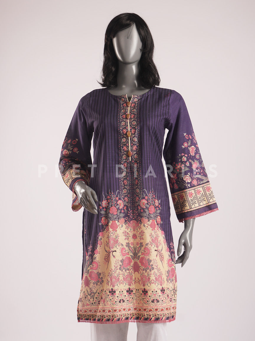 Purple Khaddar Kurta - 54442