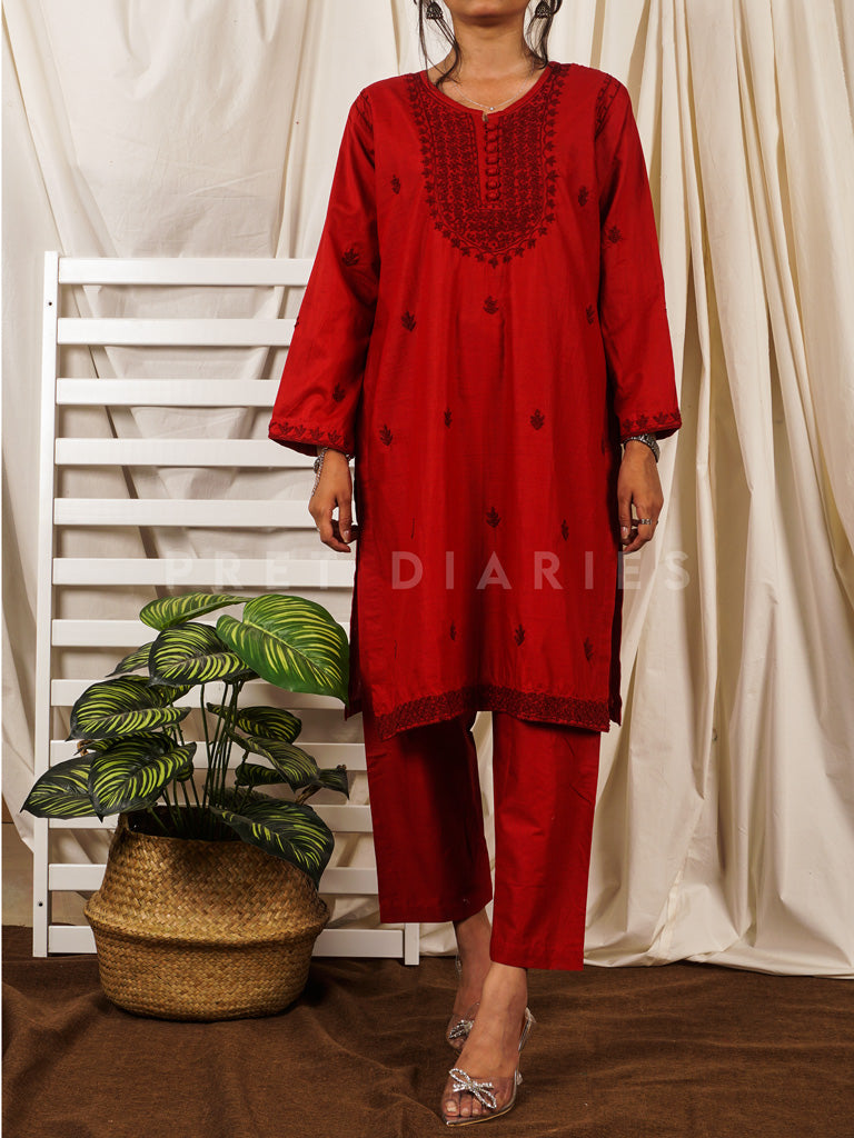 Red Hand Embroidered 2 pc - 54742