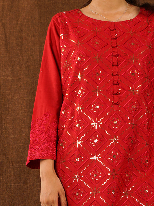 Red Embroidered 2 pc - 54712