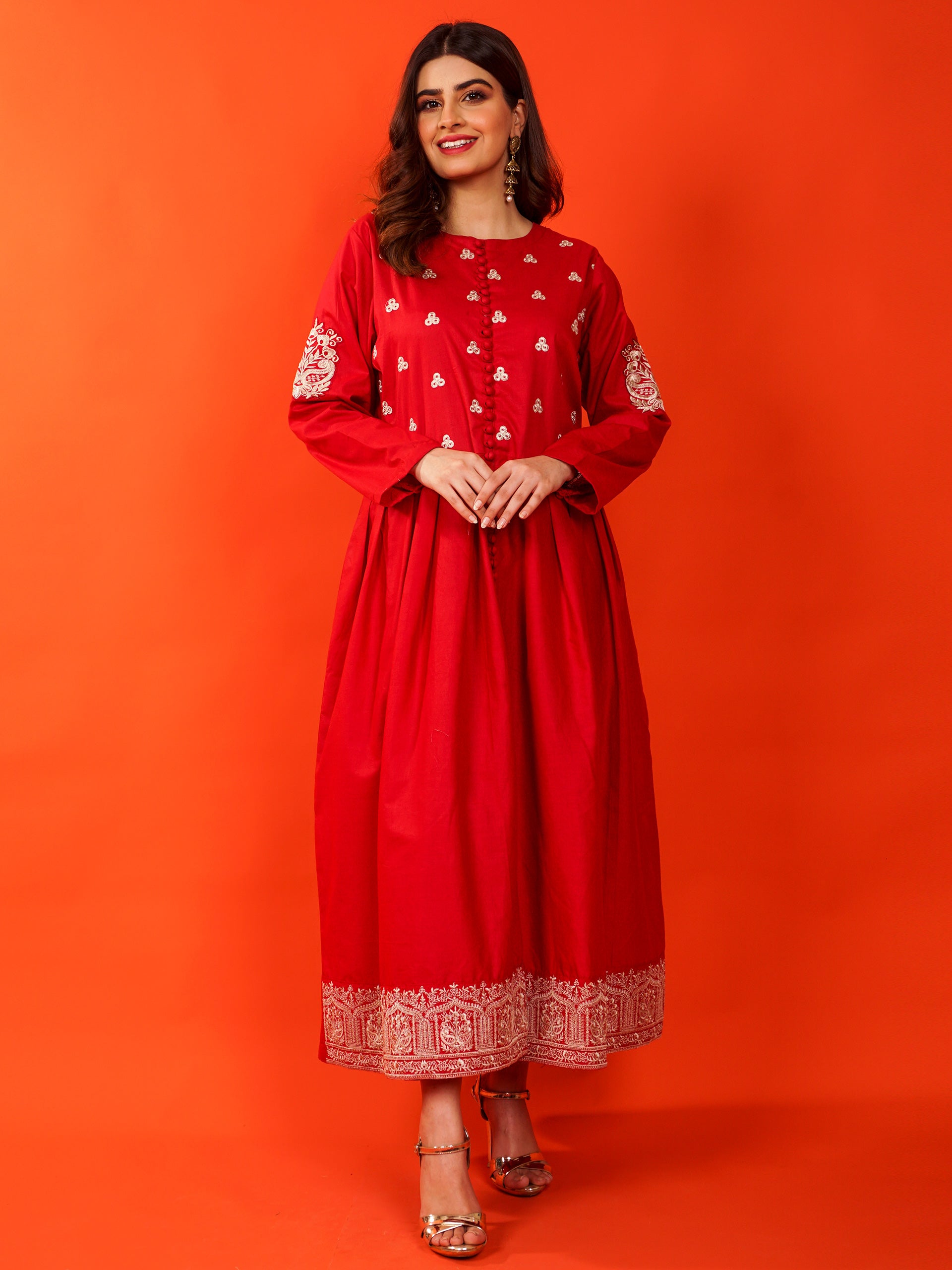 Red Embroidered 2 pc - 54823