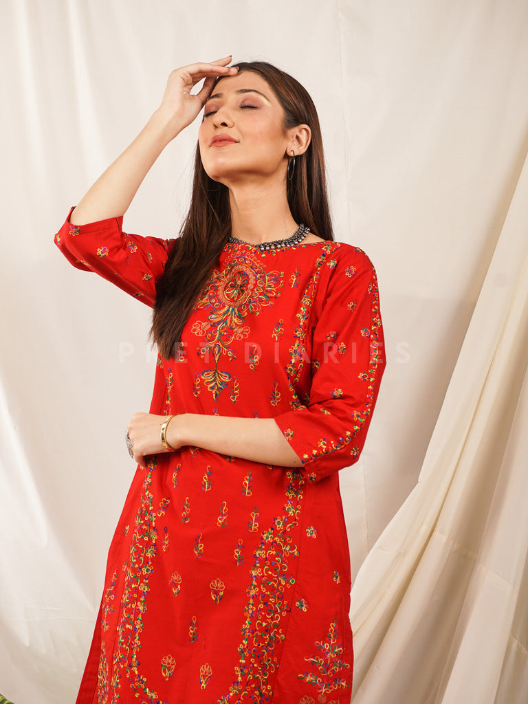 Red Embroidered 2 pc - 54516