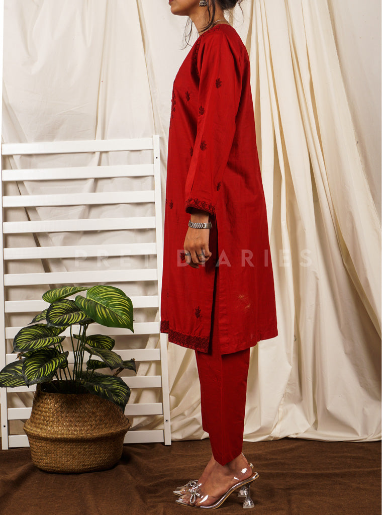 Red Hand Embroidered 2 pc - 54742