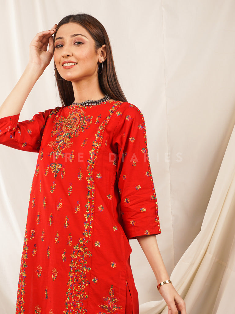 Red Embroidered 2 pc - 54516