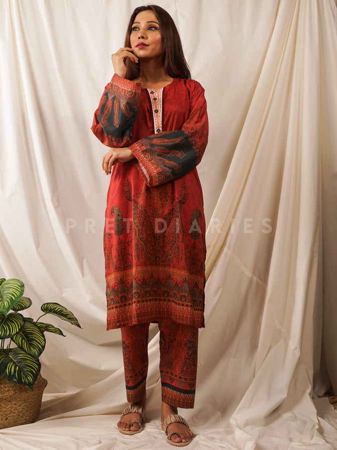 Red Lawn Printed 2 pc - 54544