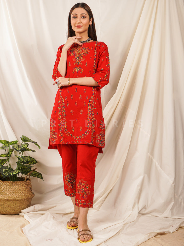 Red Embroidered 2 pc - 54516