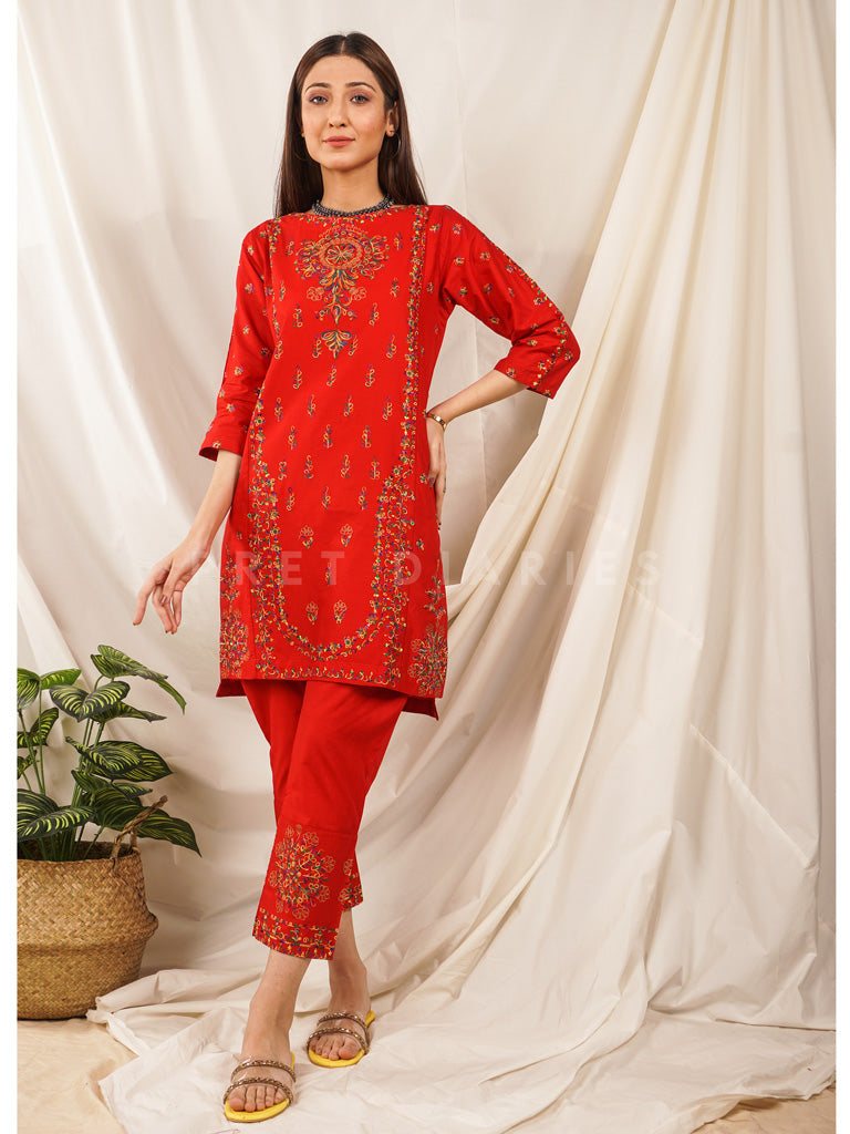 Red Embroidered 2 pc - 54516