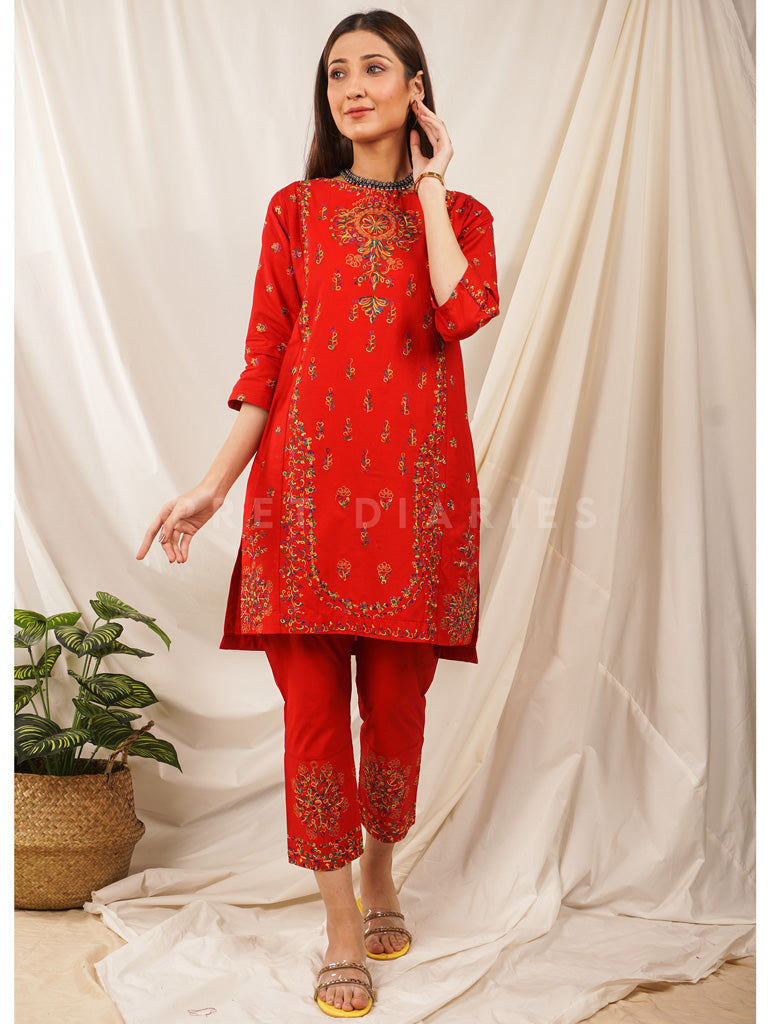 Red Embroidered 2 pc - 54516