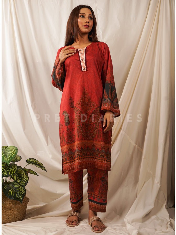Red Lawn Printed 2 pc - 54544