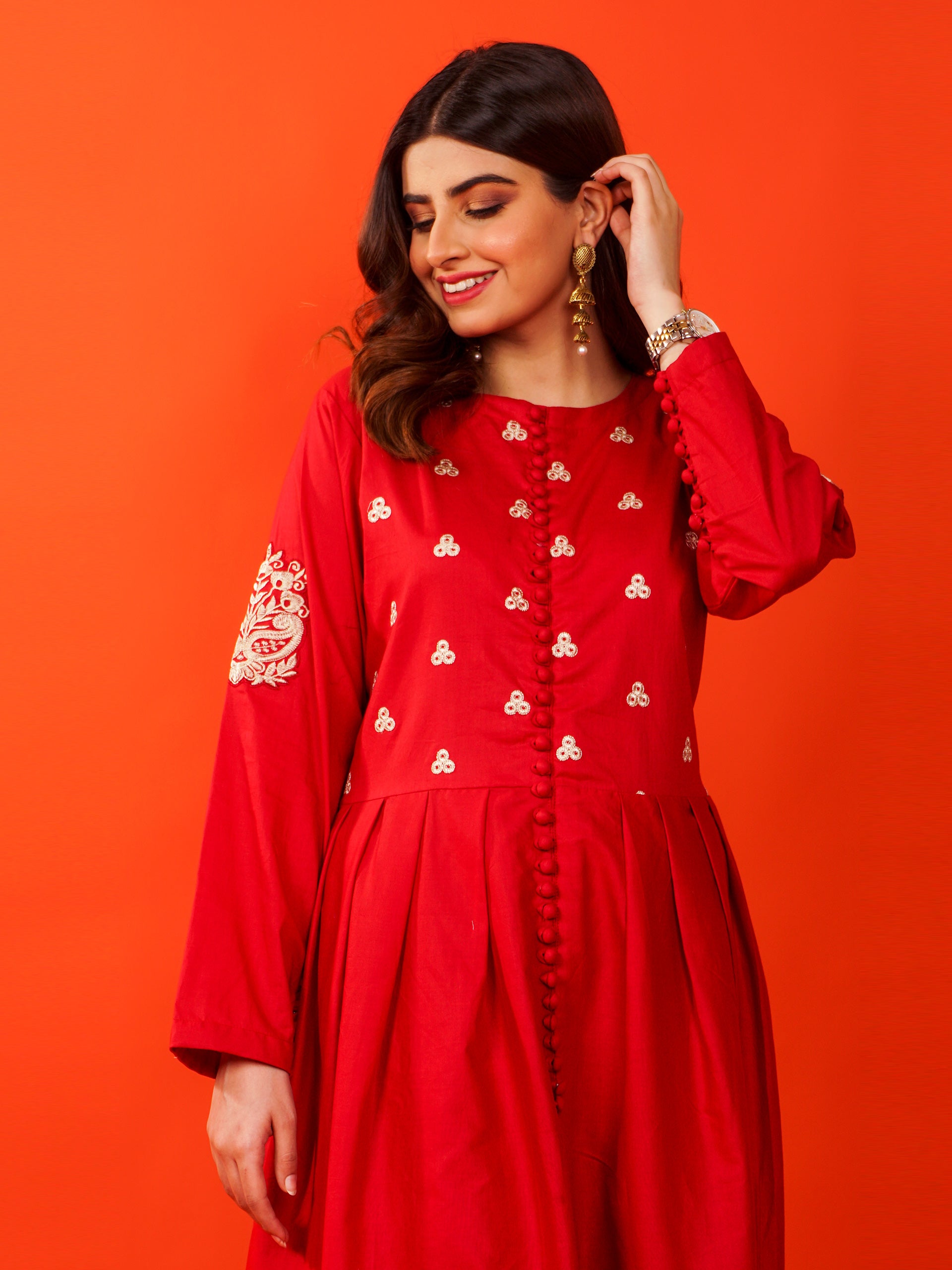 Red Embroidered 2 pc - 54823