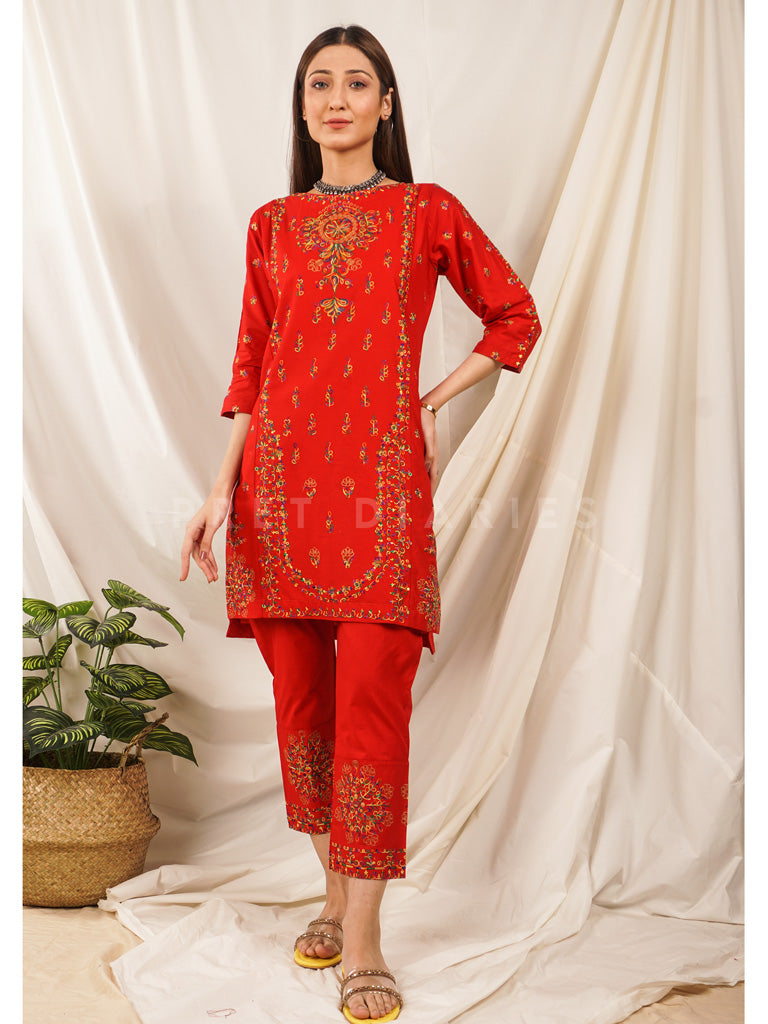 Red Embroidered 2 pc - 54516