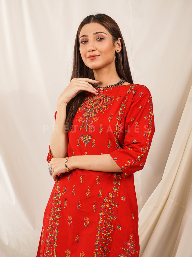 Red Embroidered 2 pc - 54516