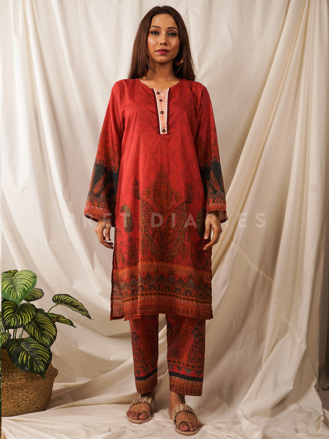 Red Lawn Printed 2 pc - 54544