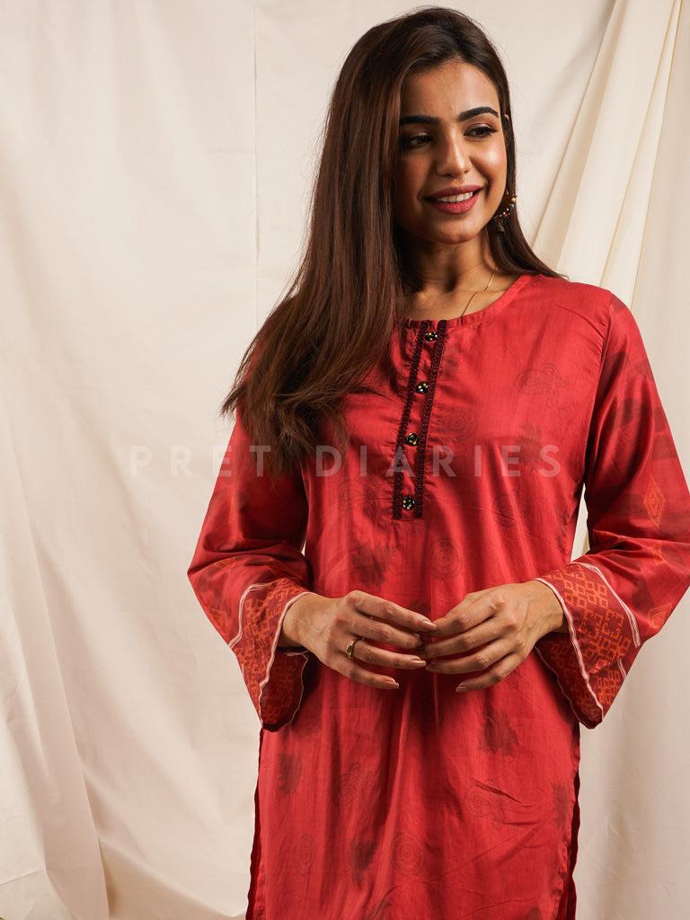 Red Lawn Printed 2 pc - 54530