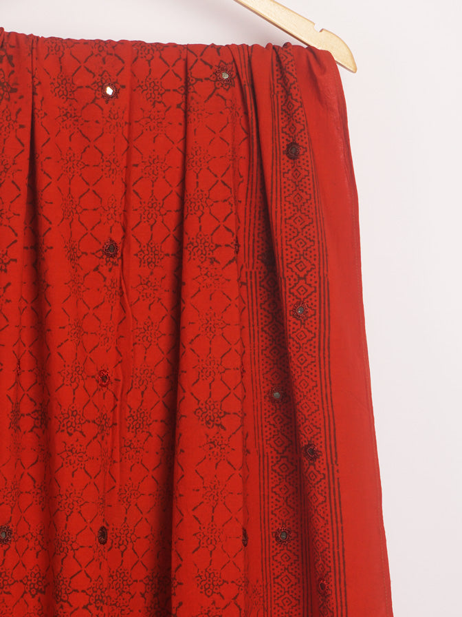 Red Cotton Dupatta/Chaddar - 54370
