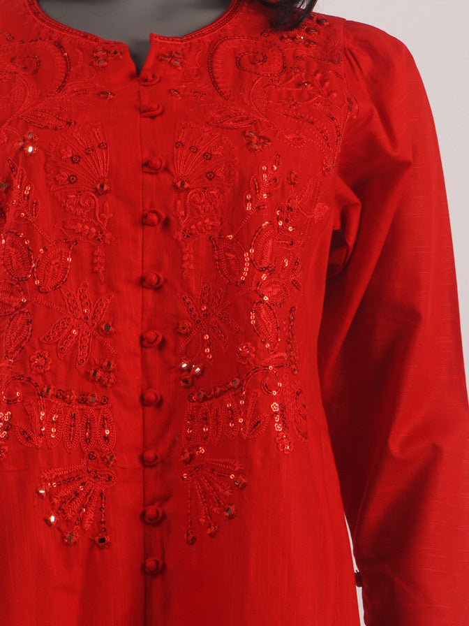 Red Khaddar 2 pc - 54397