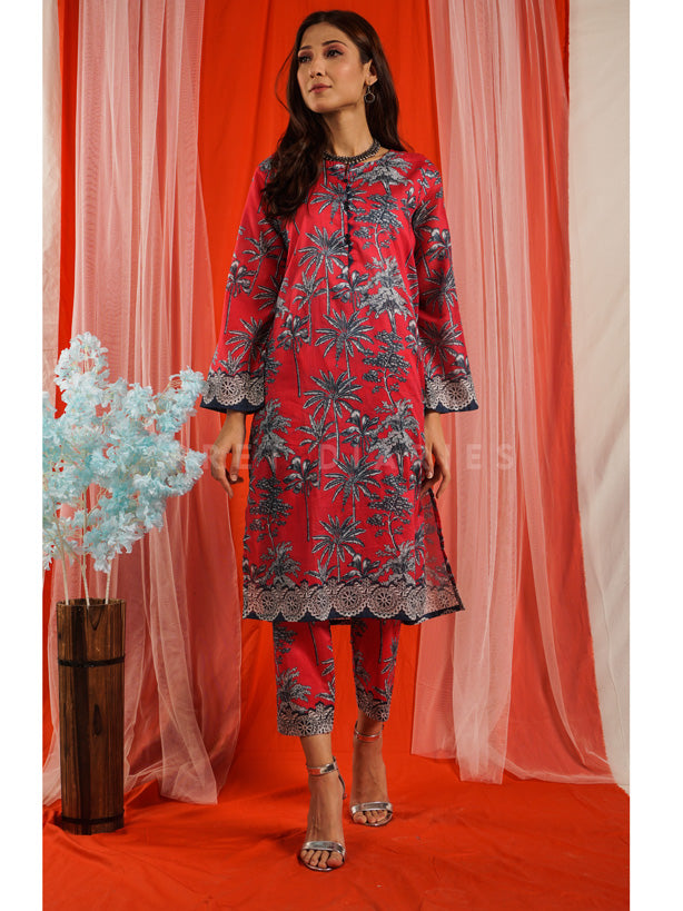 Pink Lawn Printed 2 pc - 54652