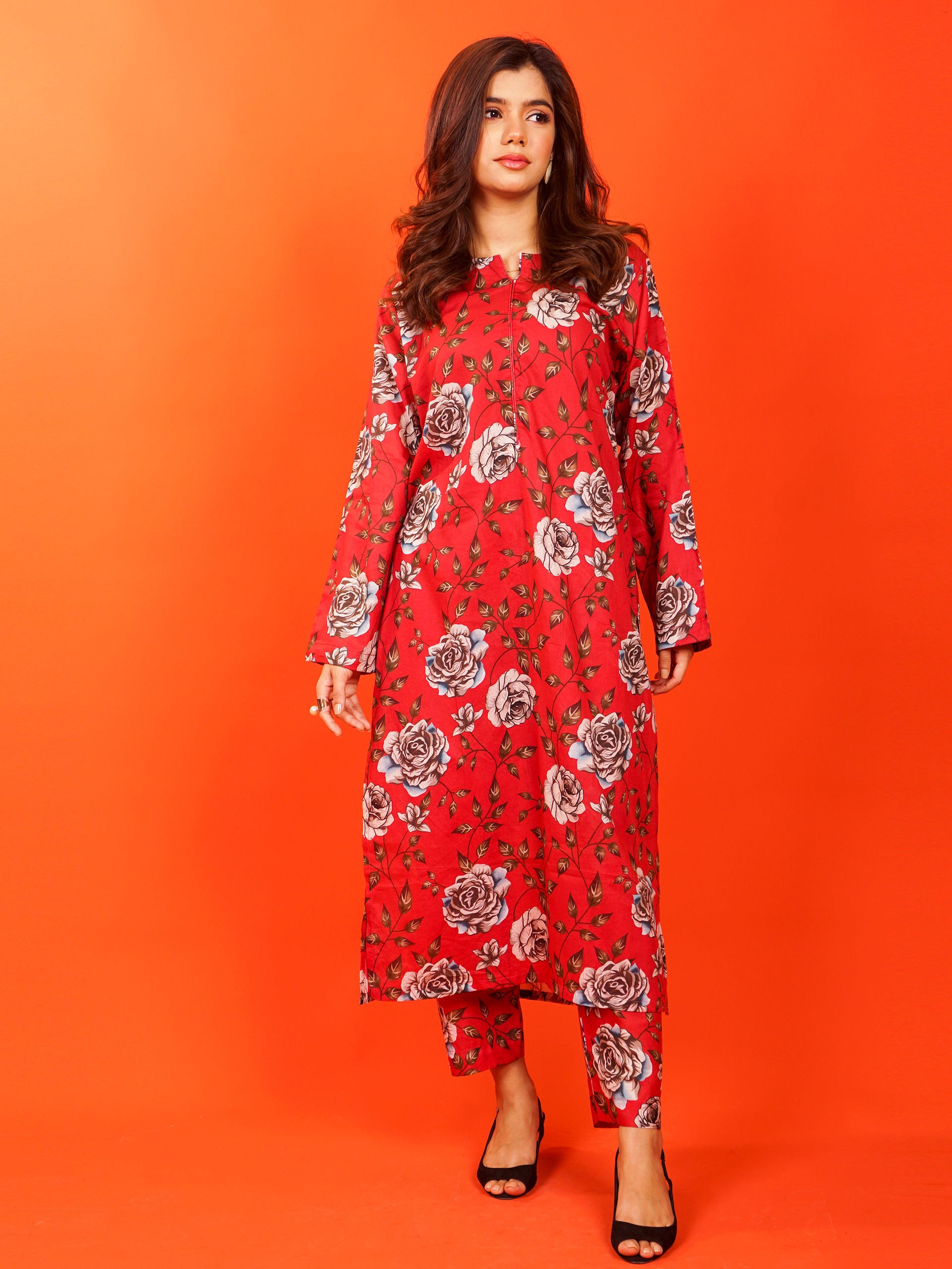 Red Digital Printed 2 pc - 54914