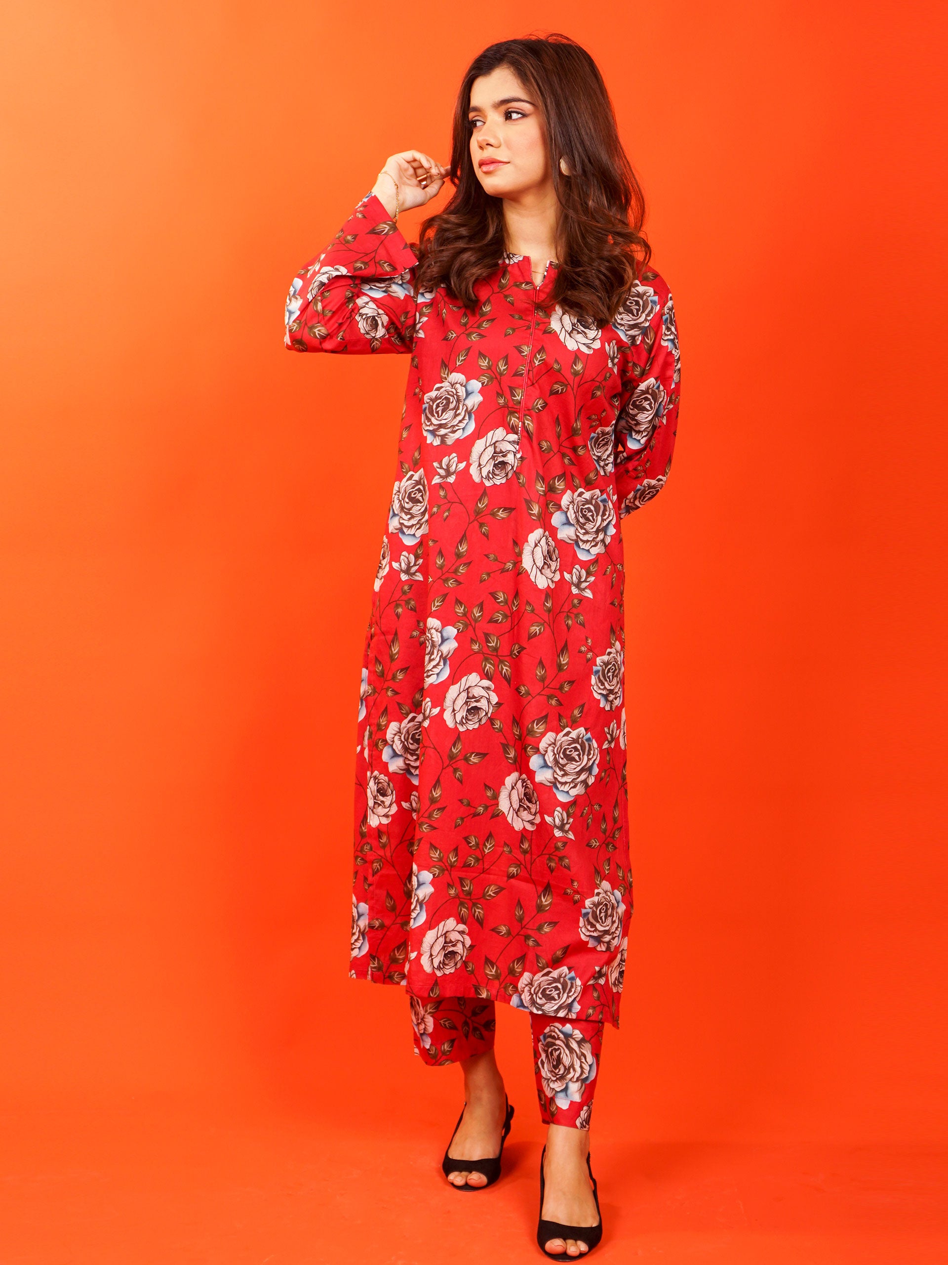 Red Digital Printed 2 pc - 54914