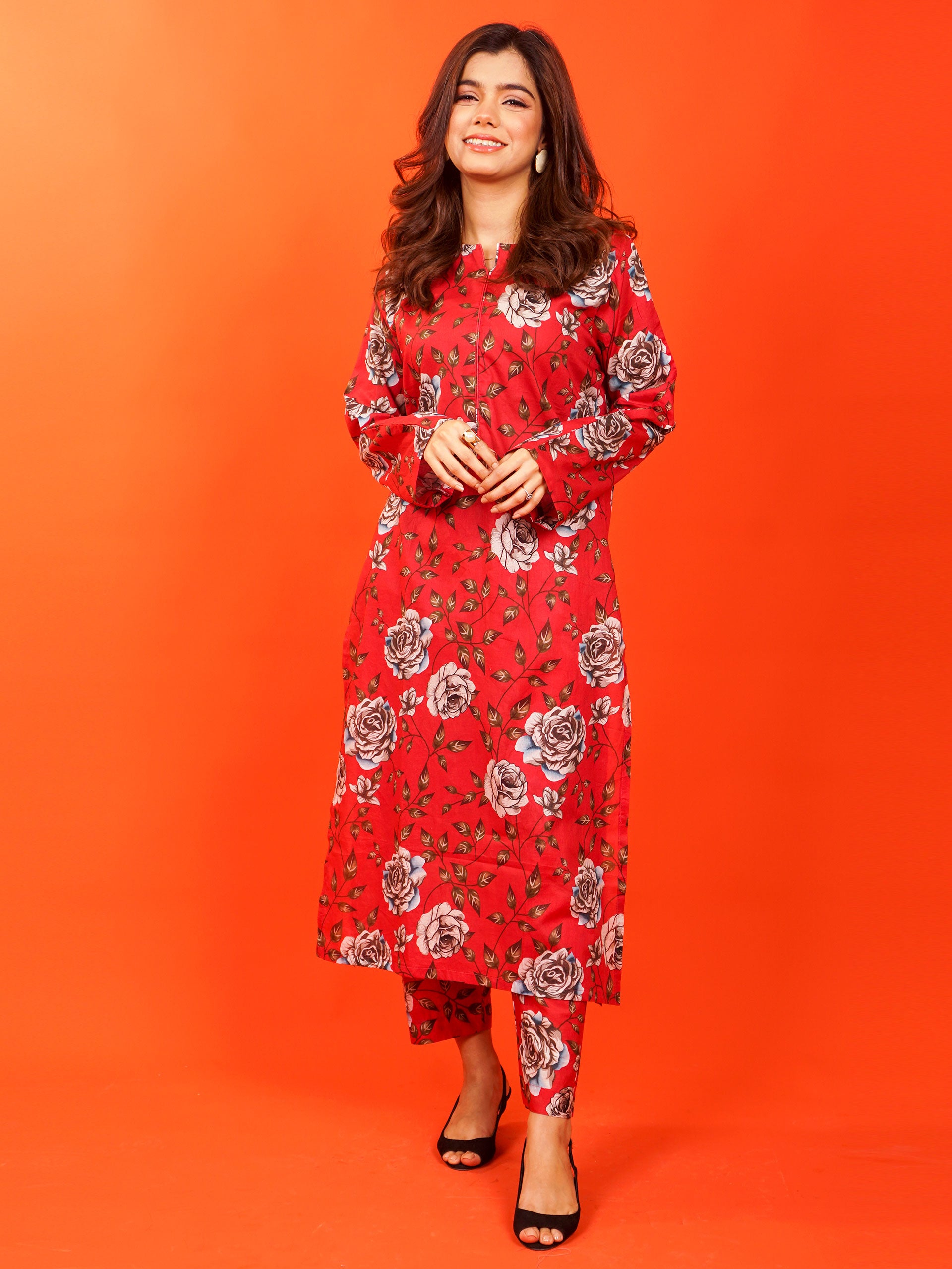 Red Digital Printed 2 pc - 54914