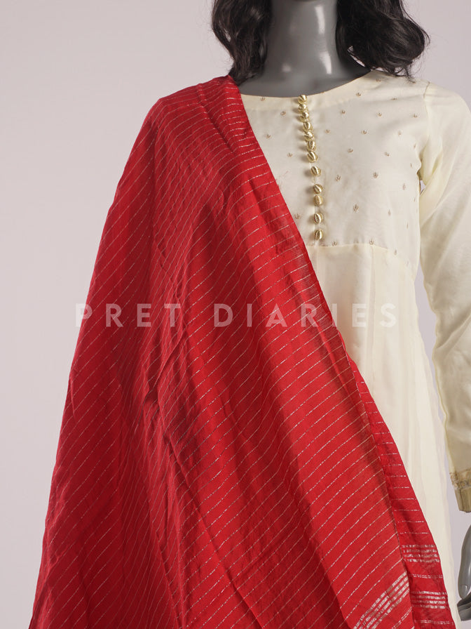 Red Banarsi Dupatta - 54423