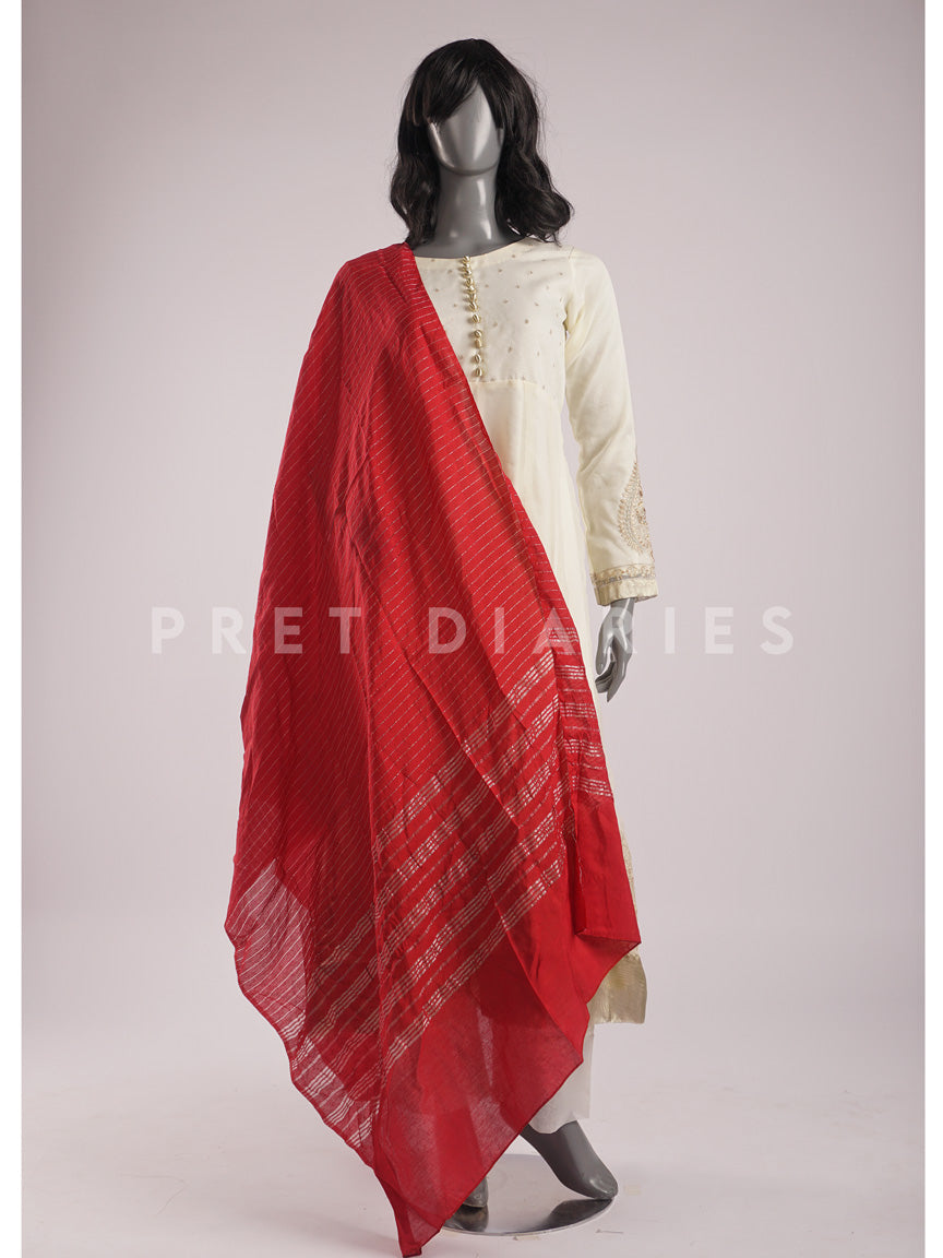 Red Banarsi Dupatta - 54423