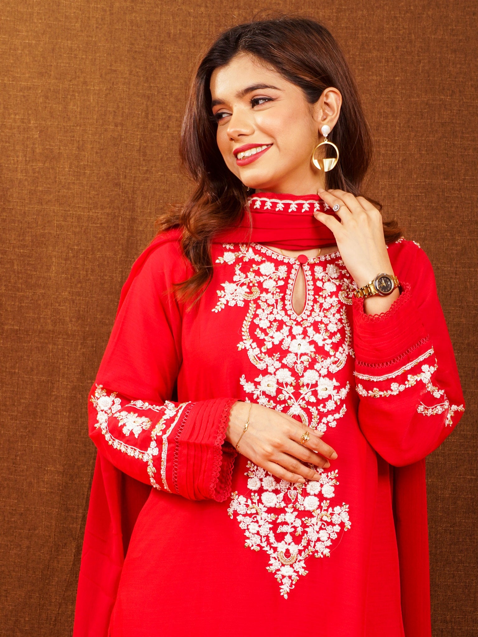 Red Chiffon 3 pc - 54913