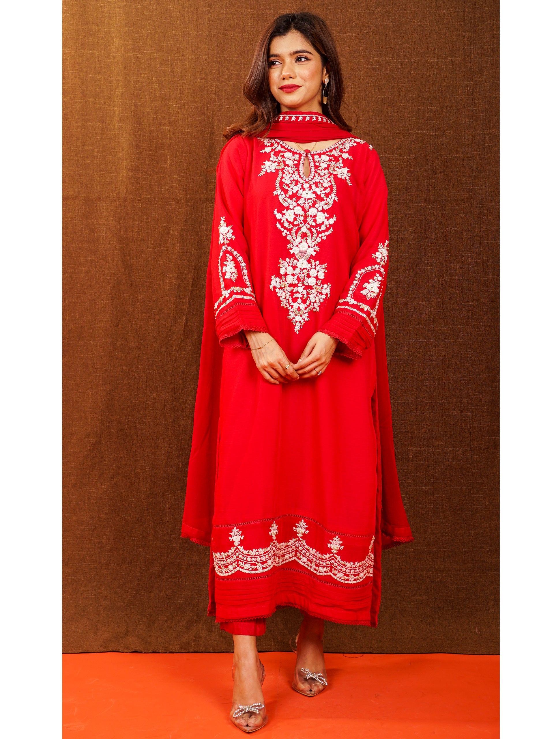Red Chiffon 3 pc - 54913