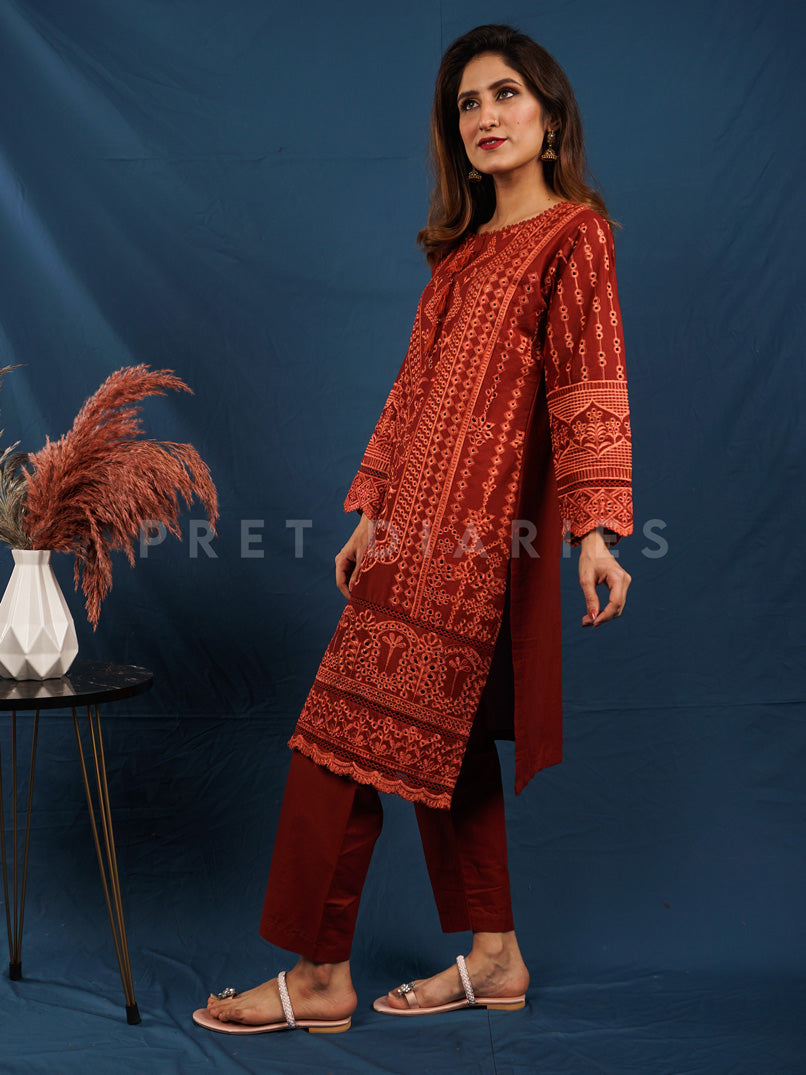 Rust Embroidered 2 pc - 54477