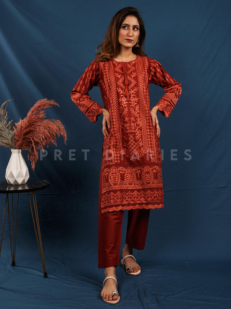 Rust Embroidered 2 pc - 54477