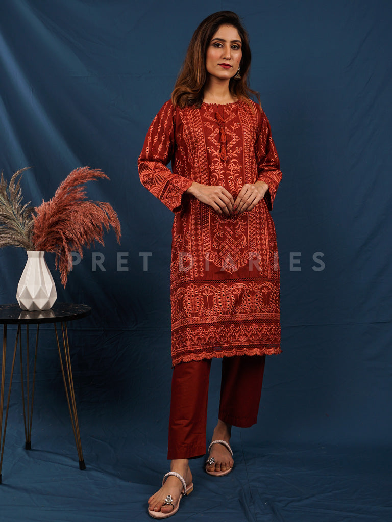 Rust Embroidered 2 pc - 54477